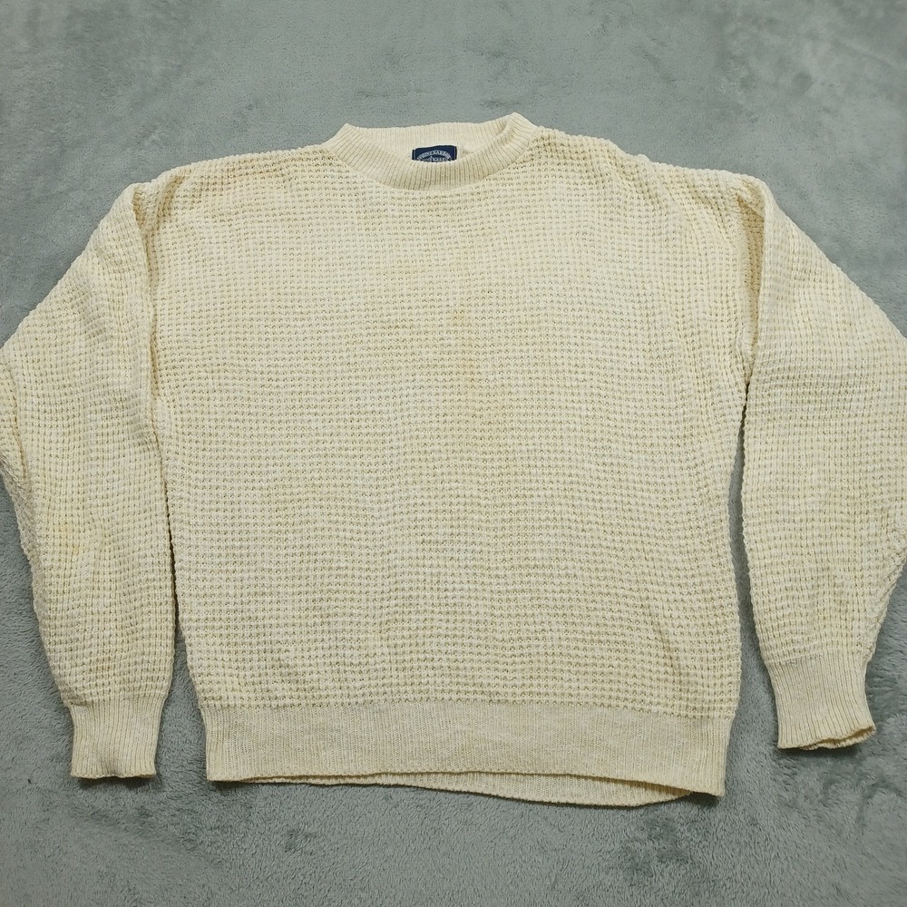 Vintage Spring Harbor Sweater Mens Medium Beige Knit‎ Crew Neck Pullover